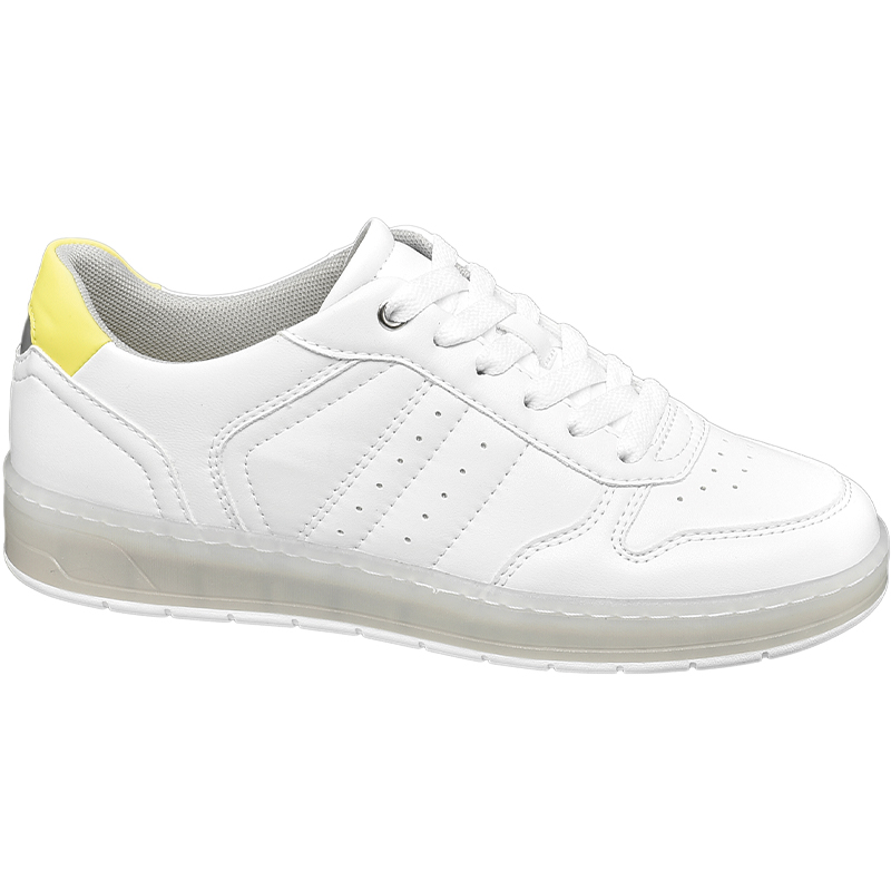 sneakersy białe z żółtymi elementami